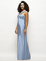 Side View Thumbnail - Cloudy Satin Twist Bandeau One-Shoulder Bias Maxi Dress