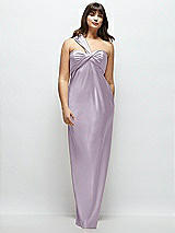 Alt View 1 Thumbnail - Lilac Haze Satin Twist Bandeau One-Shoulder Bias Maxi Dress