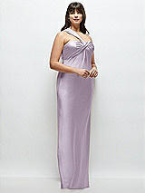 Alt View 2 Thumbnail - Lilac Haze Satin Twist Bandeau One-Shoulder Bias Maxi Dress