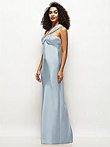 Side View Thumbnail - Mist Satin Twist Bandeau One-Shoulder Bias Maxi Dress