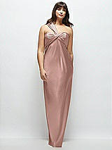 Alt View 1 Thumbnail - Neu Nude Satin Twist Bandeau One-Shoulder Bias Maxi Dress