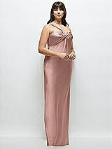 Alt View 2 Thumbnail - Neu Nude Satin Twist Bandeau One-Shoulder Bias Maxi Dress