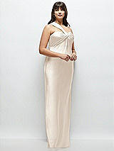 Alt View 2 Thumbnail - Oat Satin Twist Bandeau One-Shoulder Bias Maxi Dress