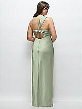 Alt View 3 Thumbnail - Sage Satin Twist Bandeau One-Shoulder Bias Maxi Dress