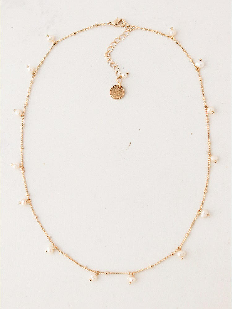 Back View - Natural Pearl Dotted Gold Necklace