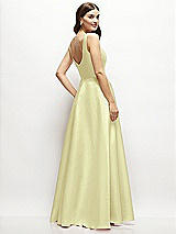 Rear View Thumbnail - Butter Yellow Square-Neck Satin Maxi Dress with Full Skirt