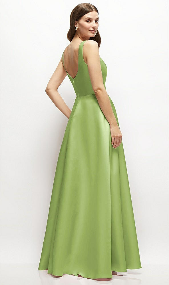 Back View - Mojito Square-Neck Satin Maxi Dress with Full Skirt