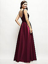 Rear View Thumbnail - Cabernet Square-Neck Satin Maxi Dress with Full Skirt