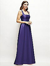 Side View Thumbnail - Grape Square-Neck Satin Maxi Dress with Full Skirt