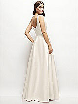 Rear View Thumbnail - Ivory Square-Neck Satin Maxi Dress with Full Skirt