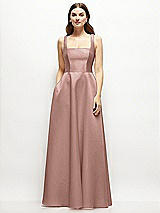 Front View Thumbnail - Neu Nude Square-Neck Satin Maxi Dress with Full Skirt