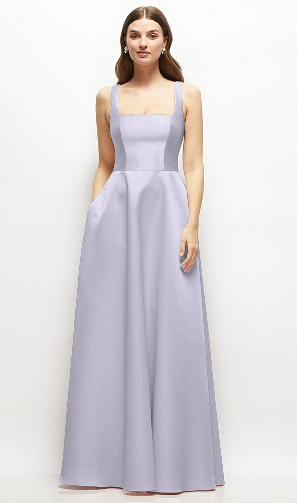 Front View - Silver Dove Square-Neck Satin Maxi Dress with Full Skirt