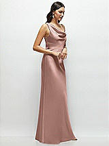 Side View Thumbnail - Neu Nude One-Shoulder Draped Cowl A-Line Satin Maxi Dress