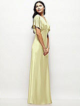 Side View Thumbnail - Butter Yellow Plunge Neck Kimono Sleeve Satin Bias Maxi Dress