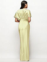 Rear View Thumbnail - Butter Yellow Plunge Neck Kimono Sleeve Satin Bias Maxi Dress