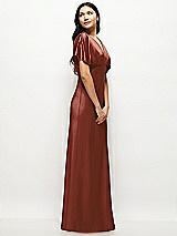 Side View Thumbnail - Auburn Moon Plunge Neck Kimono Sleeve Satin Bias Maxi Dress