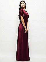 Side View Thumbnail - Cabernet Plunge Neck Kimono Sleeve Satin Bias Maxi Dress