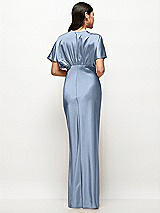 Rear View Thumbnail - Cloudy Plunge Neck Kimono Sleeve Satin Bias Maxi Dress