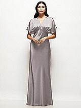 Alt View 1 Thumbnail - Cashmere Gray Plunge Neck Kimono Sleeve Satin Bias Maxi Dress