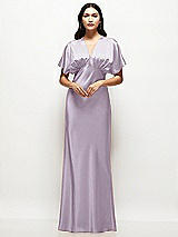 Alt View 1 Thumbnail - Lilac Haze Plunge Neck Kimono Sleeve Satin Bias Maxi Dress