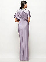 Rear View Thumbnail - Lilac Haze Plunge Neck Kimono Sleeve Satin Bias Maxi Dress