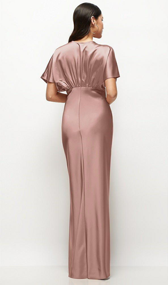 Back View - Neu Nude Plunge Neck Kimono Sleeve Satin Bias Maxi Dress