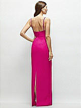 Rear View Thumbnail - Think Pink Corset-Style Crepe Column Maxi Dress with Adjustable Straps