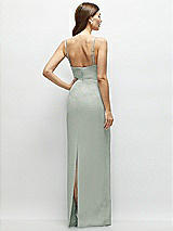 Rear View Thumbnail - Willow Green Corset-Style Crepe Column Maxi Dress with Adjustable Straps