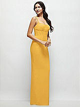 Side View Thumbnail - NYC Yellow Corset Midriff Crepe Column Maxi Dress