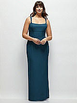 Alt View 1 Thumbnail - Atlantic Blue Corset Midriff Crepe Column Maxi Dress