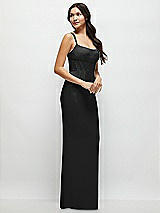 Side View Thumbnail - Black Corset Midriff Crepe Column Maxi Dress