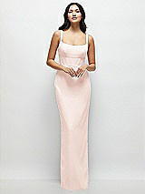 Front View Thumbnail - Blush Corset Midriff Crepe Column Maxi Dress