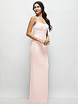 Side View Thumbnail - Blush Corset Midriff Crepe Column Maxi Dress