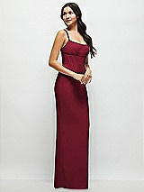 Side View Thumbnail - Burgundy Corset Midriff Crepe Column Maxi Dress