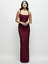 Front View Thumbnail - Cabernet Corset Midriff Crepe Column Maxi Dress