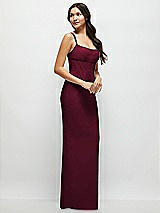 Side View Thumbnail - Cabernet Corset Midriff Crepe Column Maxi Dress