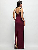 Rear View Thumbnail - Cabernet Corset Midriff Crepe Column Maxi Dress