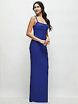 Side View Thumbnail - Cobalt Blue Corset Midriff Crepe Column Maxi Dress