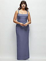 Alt View 1 Thumbnail - French Blue Corset Midriff Crepe Column Maxi Dress