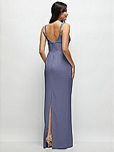 Rear View Thumbnail - French Blue Corset Midriff Crepe Column Maxi Dress