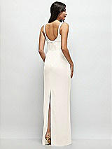 Rear View Thumbnail - Ivory Corset Midriff Crepe Column Maxi Dress