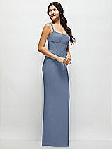 Side View Thumbnail - Larkspur Blue Corset Midriff Crepe Column Maxi Dress