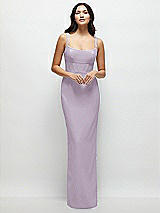 Front View Thumbnail - Lilac Haze Corset Midriff Crepe Column Maxi Dress