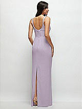 Rear View Thumbnail - Lilac Haze Corset Midriff Crepe Column Maxi Dress