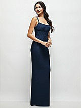 Side View Thumbnail - Midnight Navy Corset Midriff Crepe Column Maxi Dress