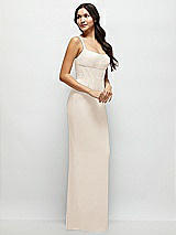 Side View Thumbnail - Oat Corset Midriff Crepe Column Maxi Dress