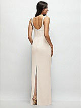 Rear View Thumbnail - Oat Corset Midriff Crepe Column Maxi Dress