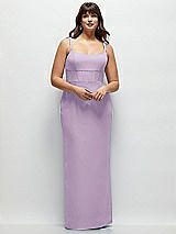 Alt View 1 Thumbnail - Pale Purple Corset Midriff Crepe Column Maxi Dress