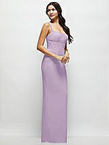 Side View Thumbnail - Pale Purple Corset Midriff Crepe Column Maxi Dress