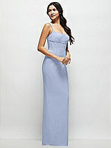 Side View Thumbnail - Sky Blue Corset Midriff Crepe Column Maxi Dress